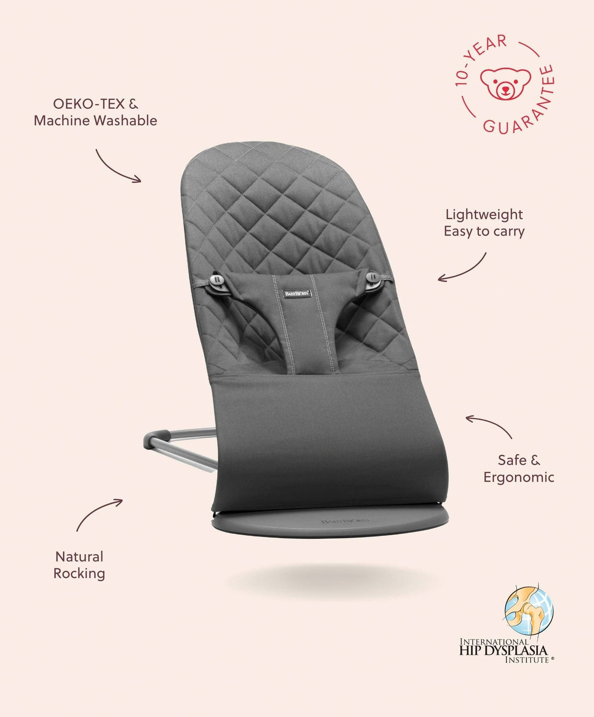 BabyBjorn Bouncers BabyBjörn Baby Bouncer Bliss Woven Petal Quilt - Anthracite
