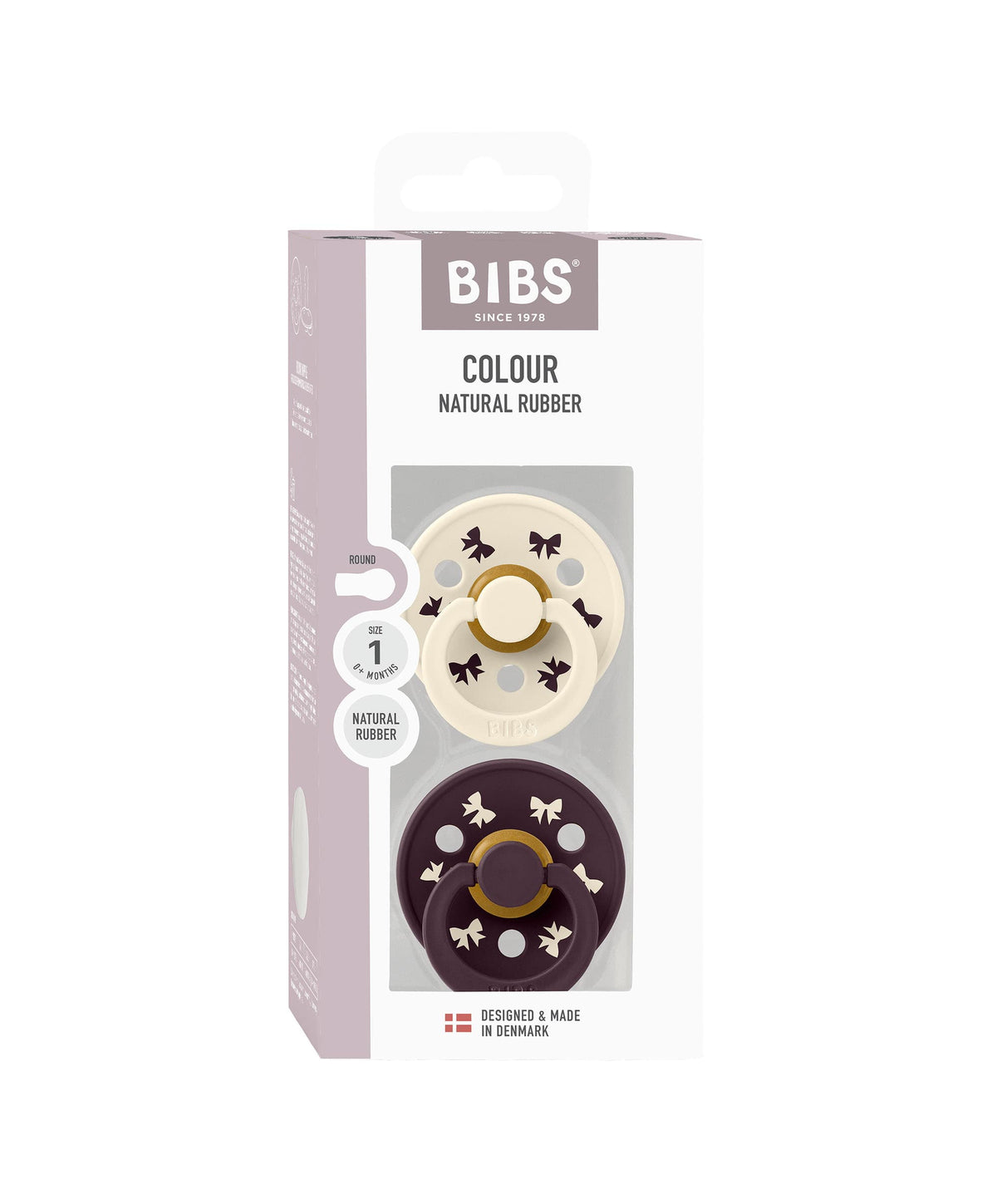 Bibs World BIBS Colour Holiday Bow Dummies 2 Pack - Ivory/Plum