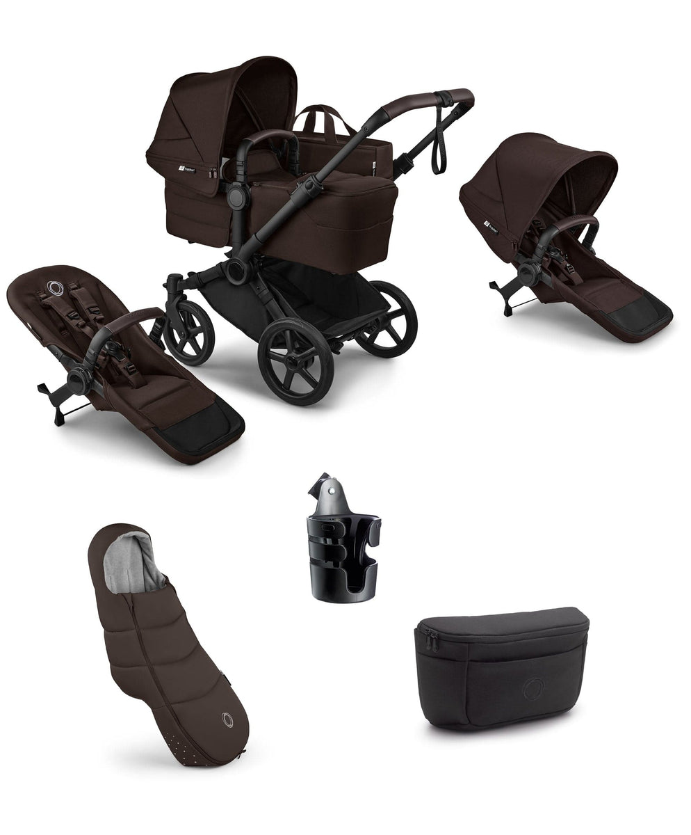 bugaboo donkey 2 duo accessories Bugaboo Donkey 6 Double Essential Pushchair Bundle (5 Pieces)