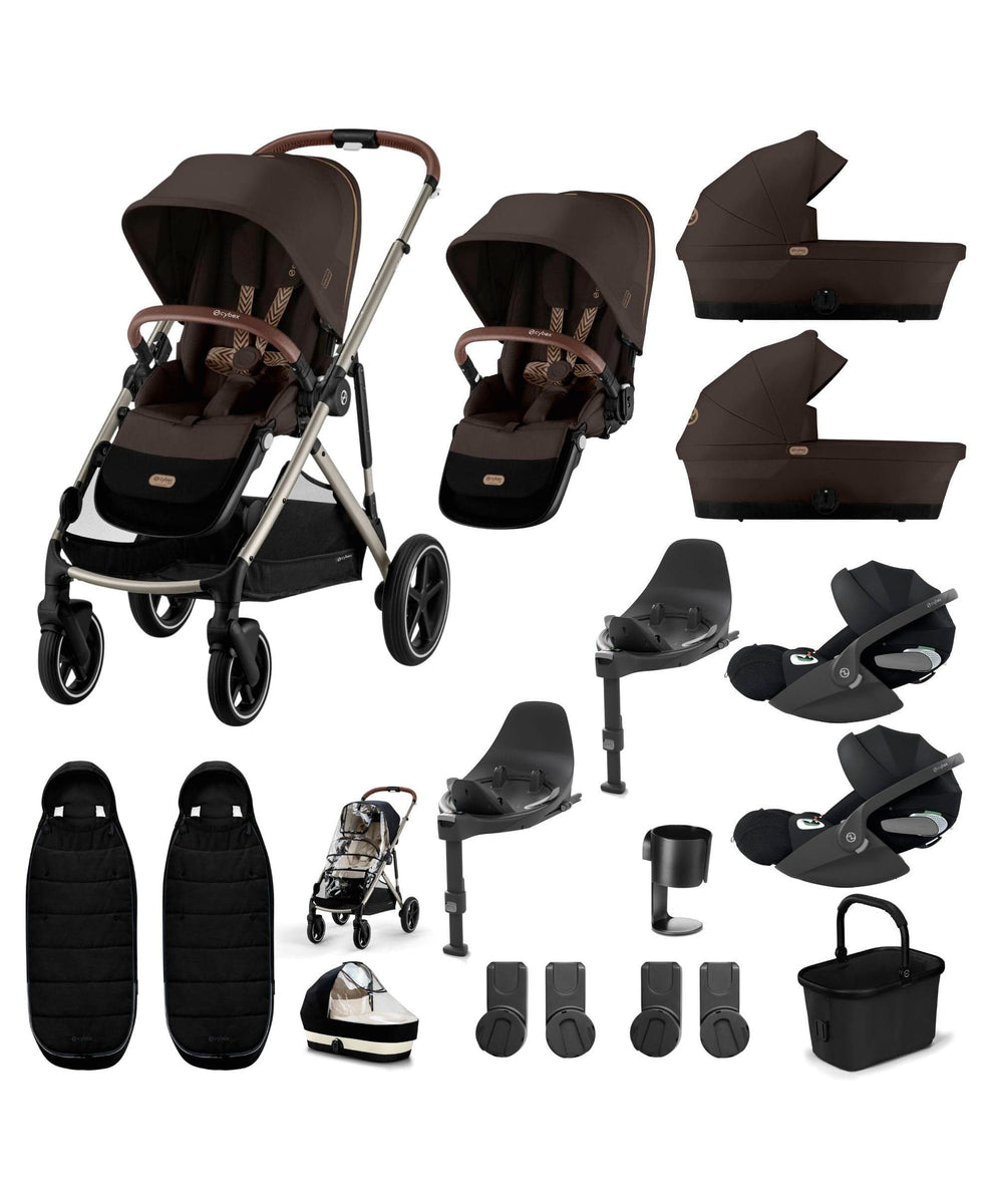 Cybex Gazelle S Twin Pushchair Bundle with Cybex Cloud T i-Size