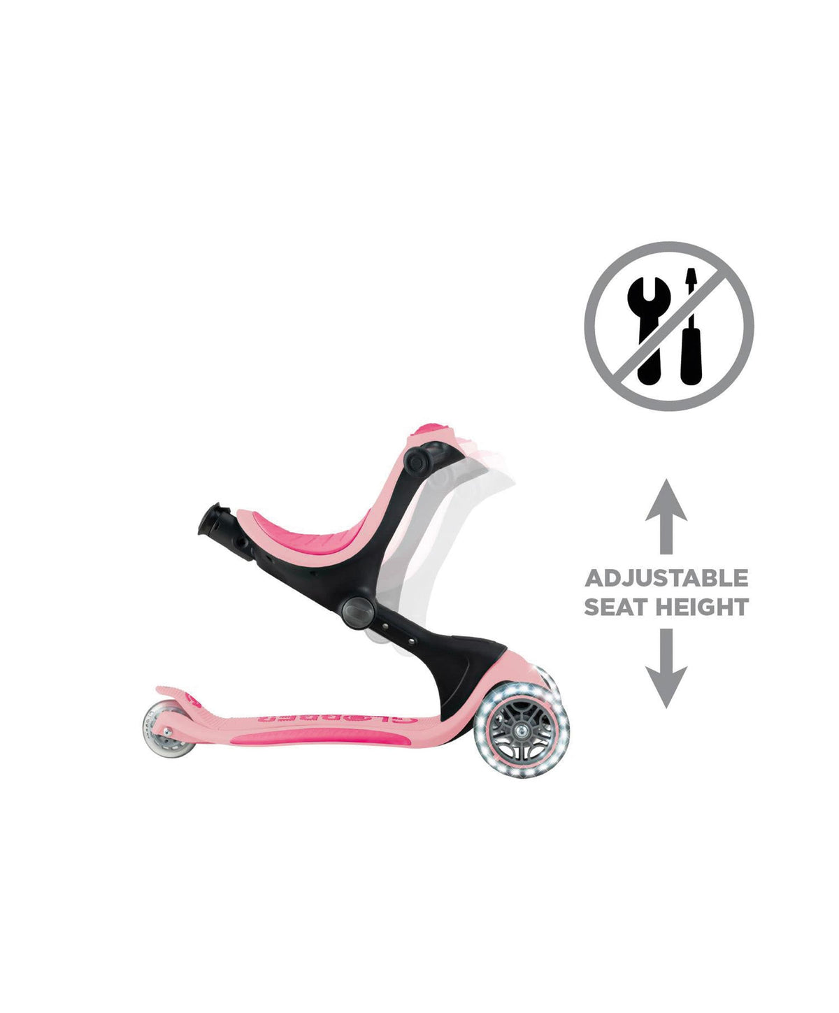 Globber Ride on Toy Globber Go Up Deluxe Lights - Pastel Pink
