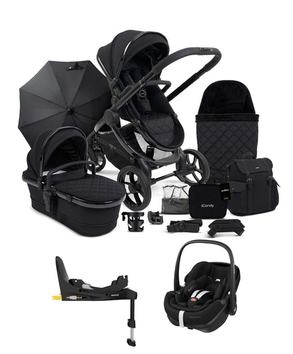 iCandy Pushchairs iCandy Cerium Bundle in Black with Maxi-Cosi Pebble 360 Pro Car Seat & FamilyFix 360 Base