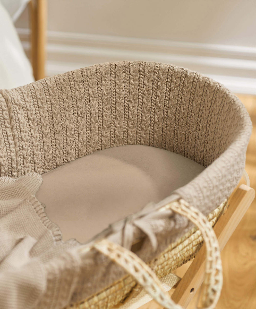 Little Green Sheep Organic Knitted Moses Basket & Mattress Truffle