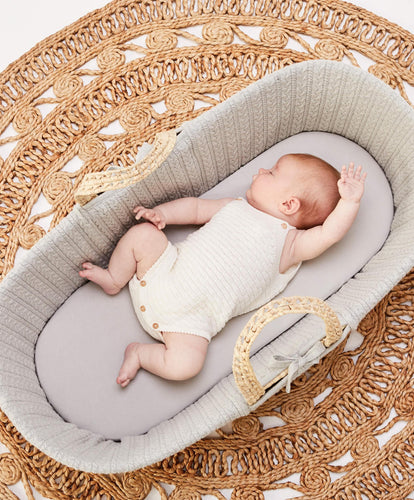 Little Green Sheep Moses Basket Bedding The Little Green Sheep Organic Jersey Moses Basket Fitted Sheet in Dove