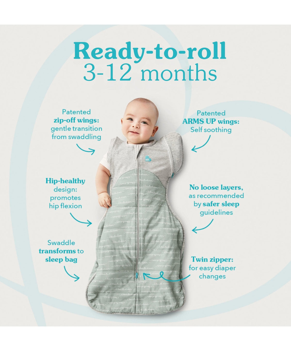 Love to Dream Dreampod Sleep Bags & Swaddling Love To Dream Swaddle Up™ Transition Bag Medium/3-6 Months (1.0 Tog) - Grey
