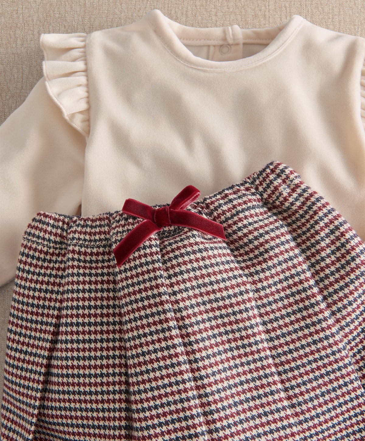 Mamas & Papas 2pc Set Frill Bodysuit & Houndstooth Skirt Set
