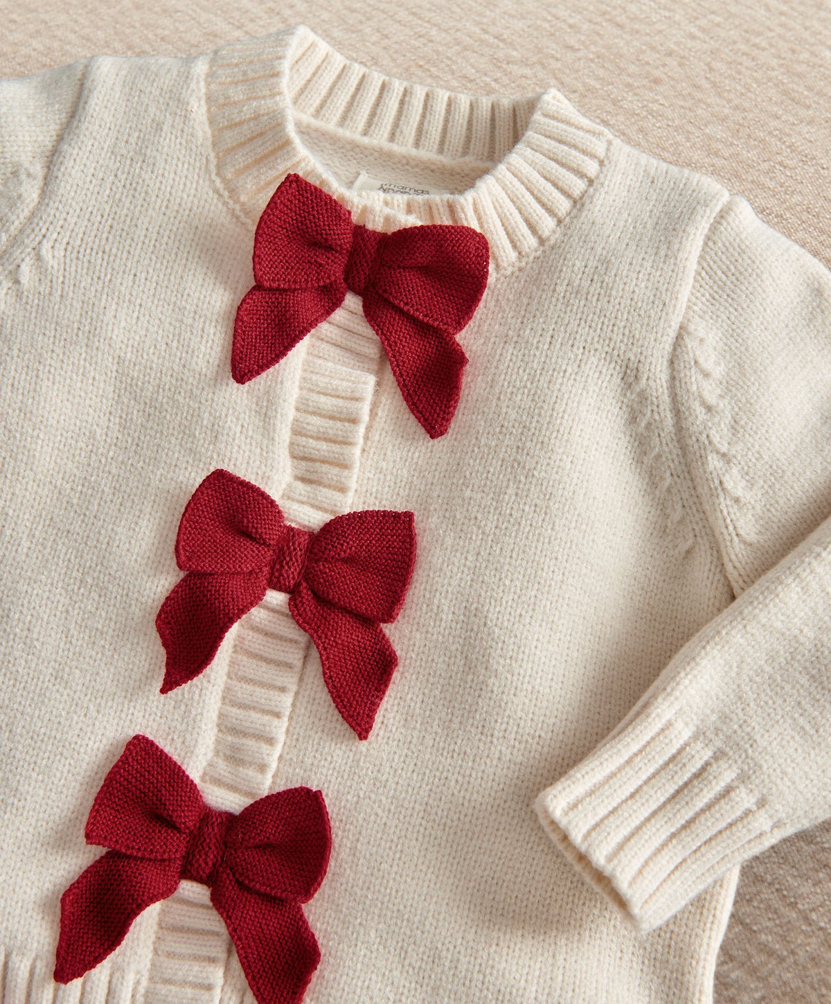 Mamas & Papas 2pc Set Red Bow Knitted Cardigan & Leggings Set