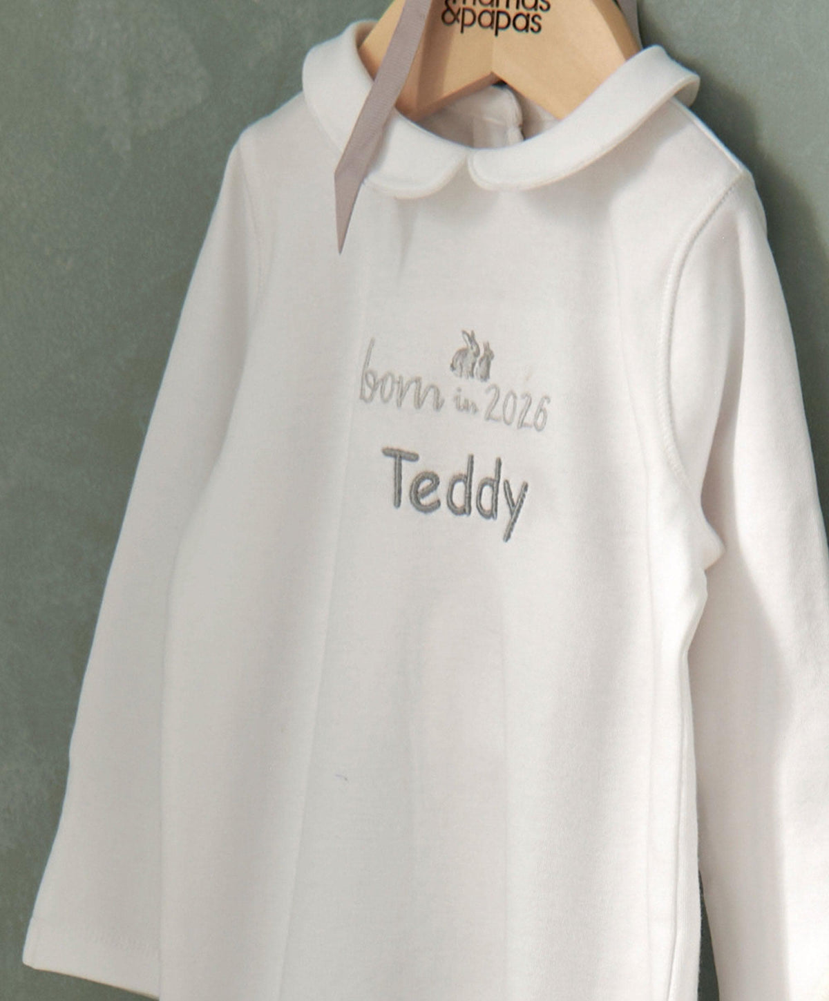Mamas & Papas All-in-Ones & Bodysuits Born in 2026 Embroidered All In One – White