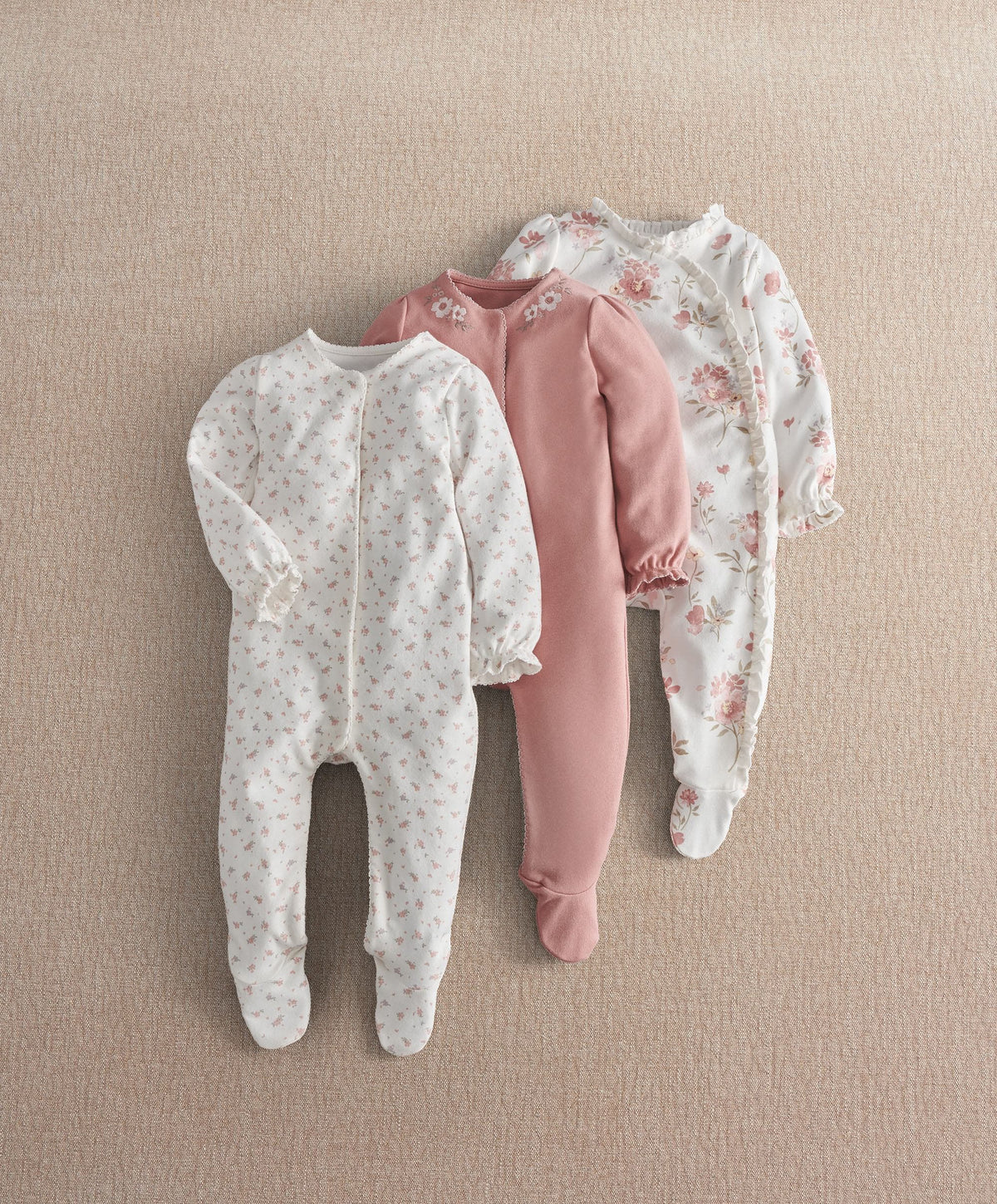 Mamas & Papas All-in-Ones & Bodysuits Floral & Forest Sleepsuit (Pack of 3)