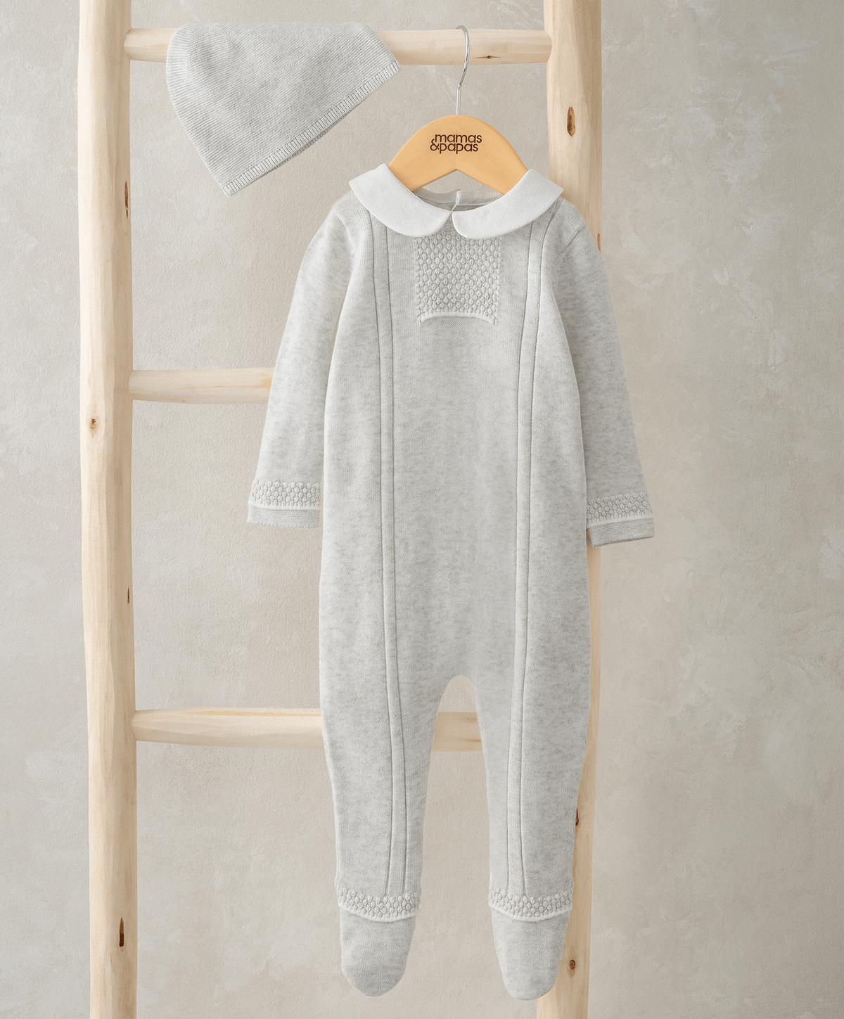 Mamas & Papas All-in-Ones & Bodysuits Knitted All in One & Hat - White