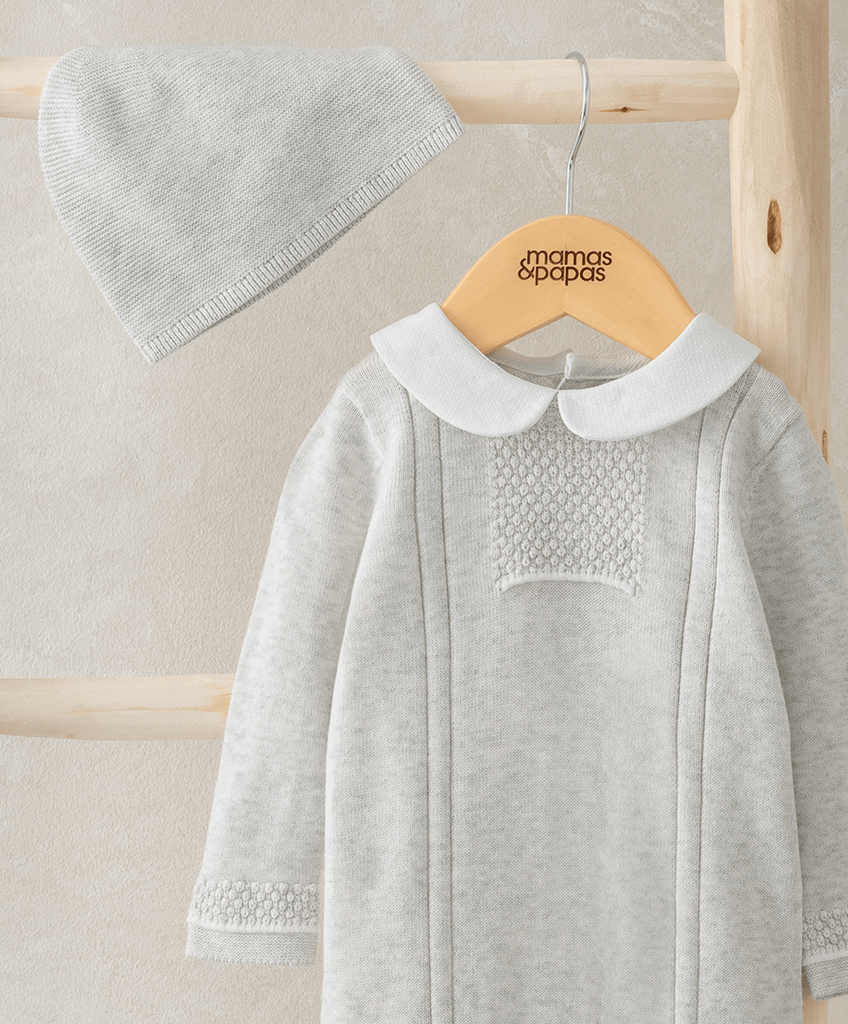 Mamas & Papas All-in-Ones & Bodysuits Knitted All in One & Hat - White