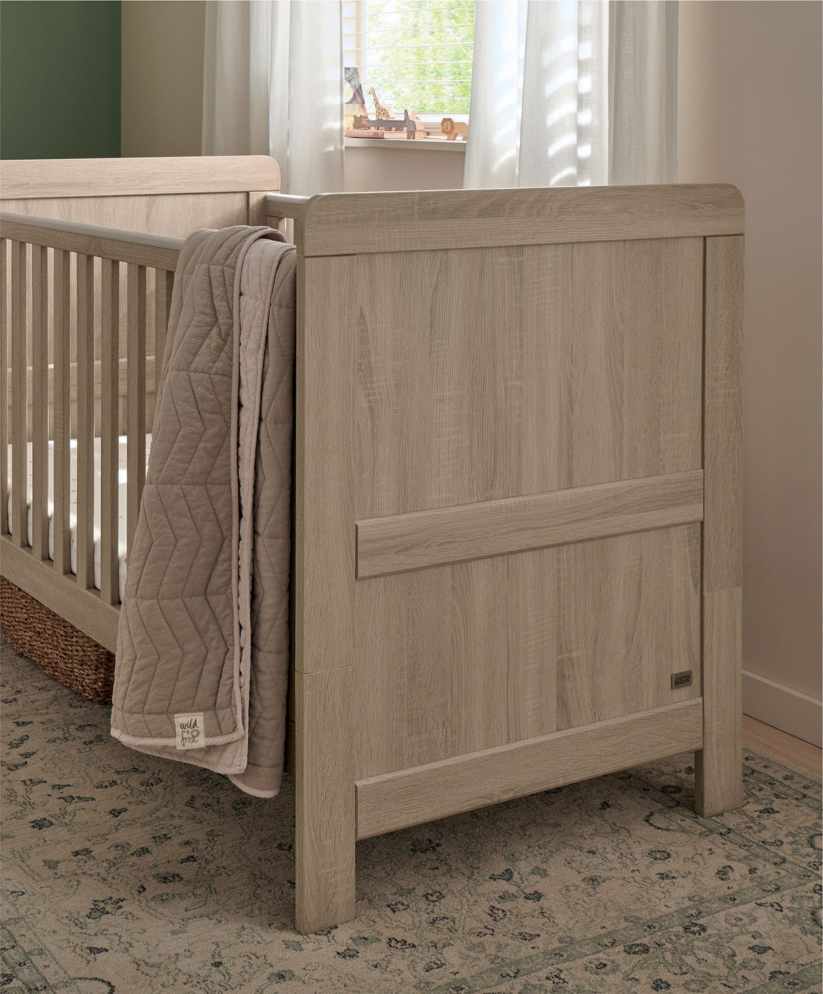 Mamas & Papas Atlas Nursery Furniture Set & Essential Airflow Pocket Spring Cotbed Mattress Bundle - Light Oak