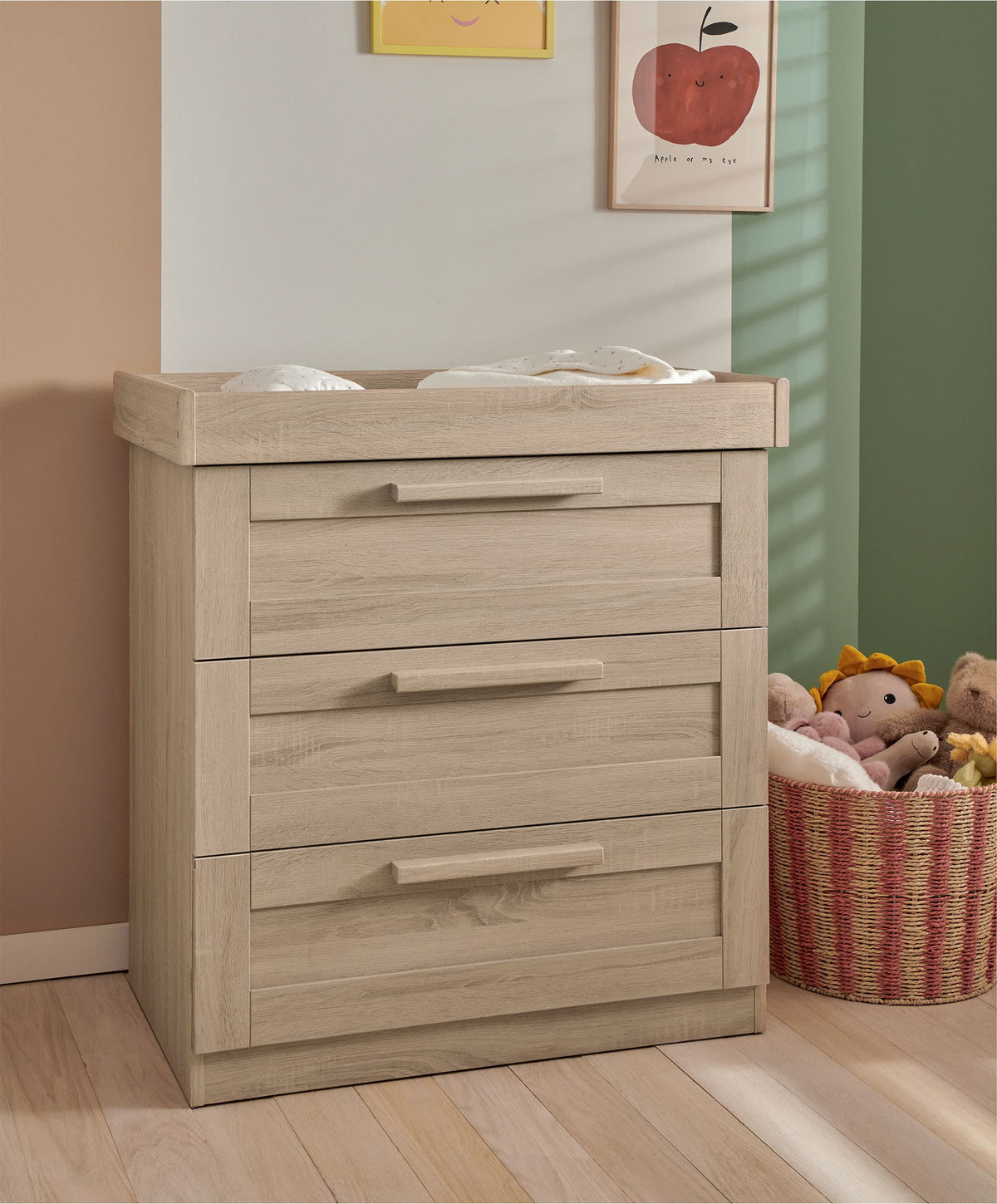 Mamas & Papas Atlas Nursery Furniture Set & Essential Airflow Pocket Spring Cotbed Mattress Bundle - Light Oak