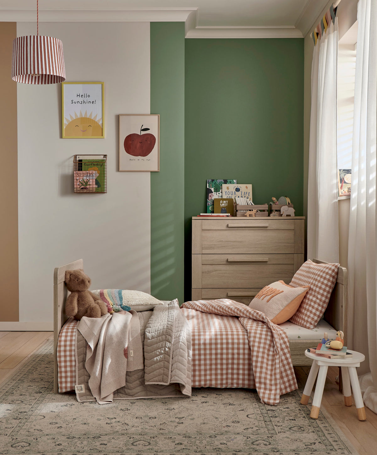 Mamas & Papas Atlas Nursery Furniture Set & Essential Airflow Pocket Spring Cotbed Mattress Bundle - Light Oak