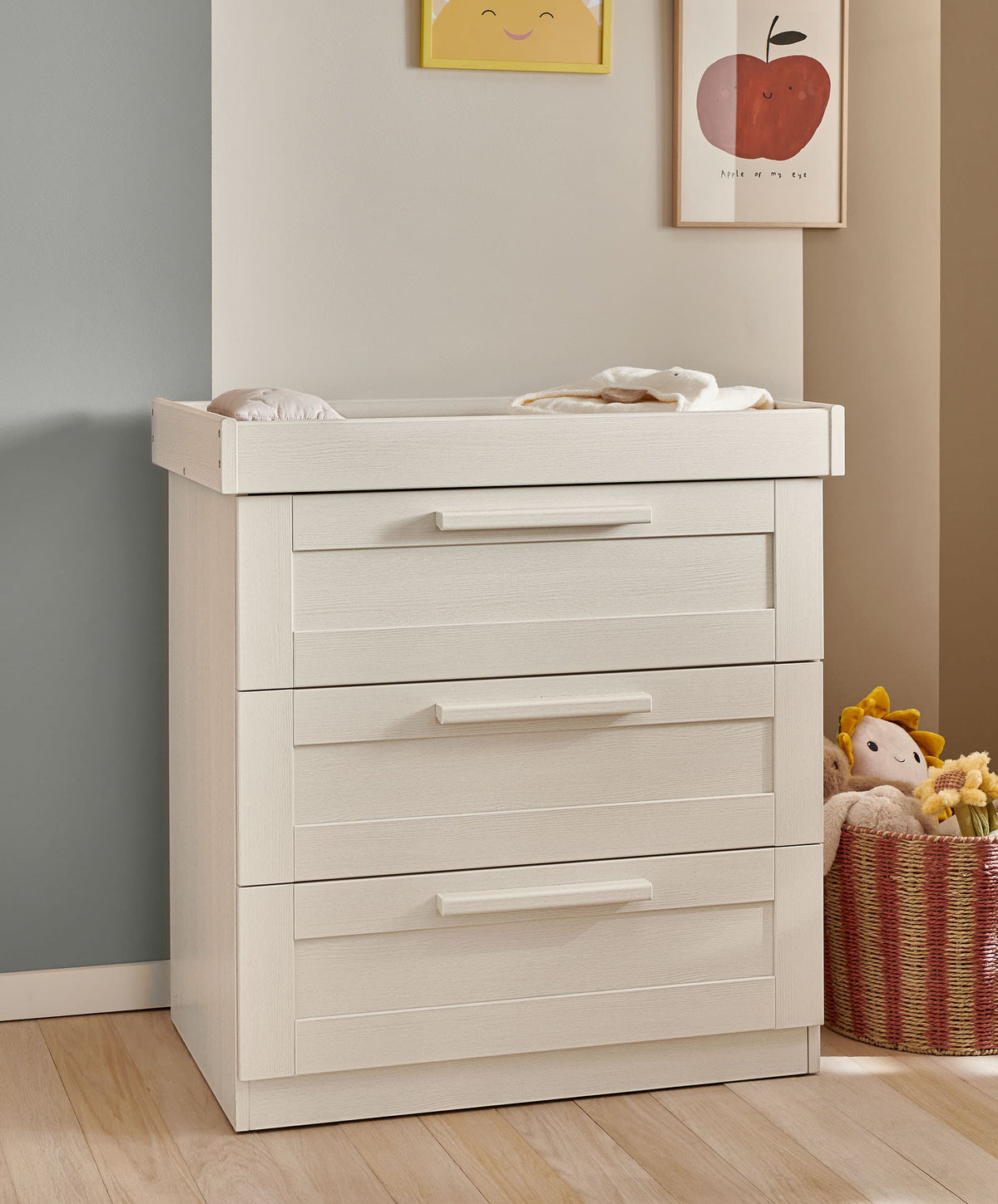 Mamas & Papas Atlas Nursery Furniture Set & Essential Airflow Pocket Spring Cotbed Mattress Bundle - Stone