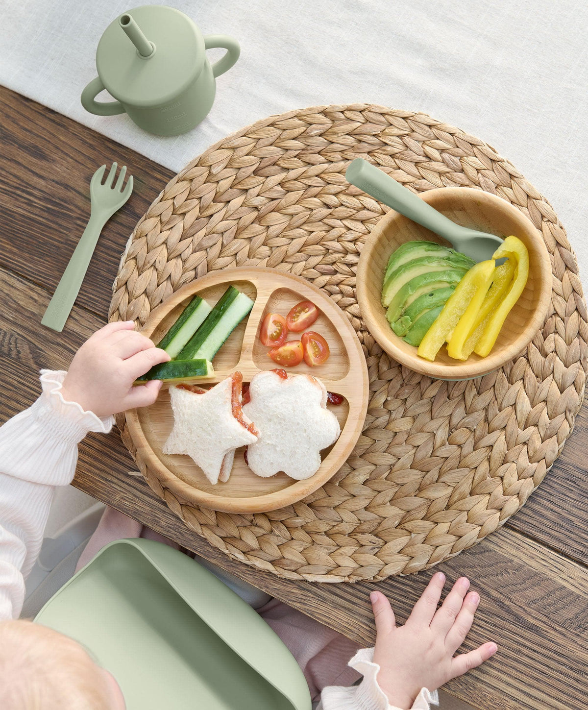 Mamas & Papas Baby Weaning First Mealtime Bamboo Set - Kiwi