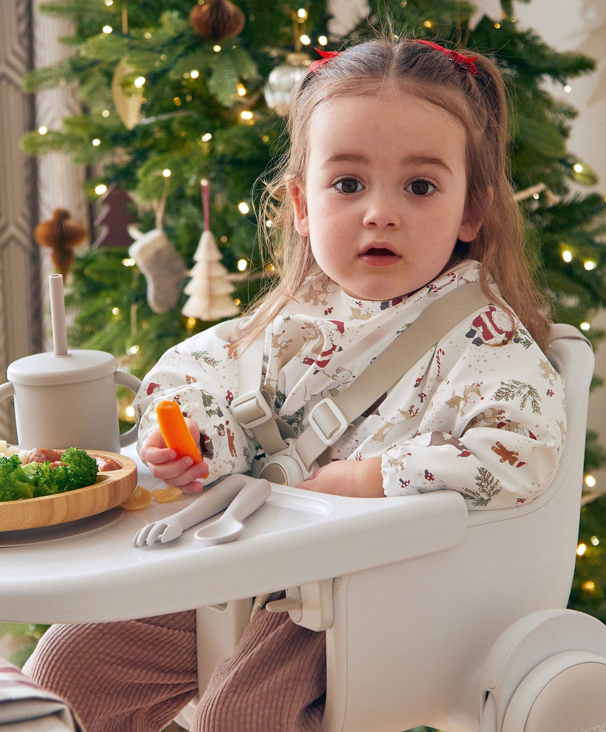 Mamas & Papas Baby Weaning Santa & Friends Long Sleeved Bibs Pack of 2