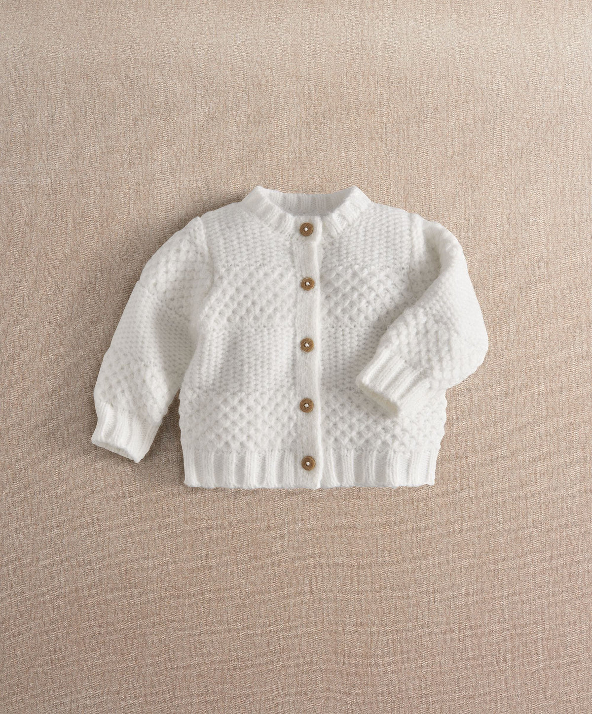 Mamas & Papas Cardigan White Textured Cable Knit Cardigan