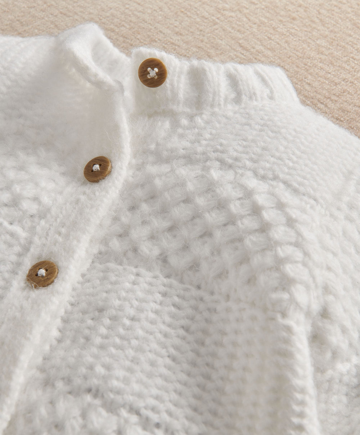 Mamas & Papas Cardigan White Textured Cable Knit Cardigan