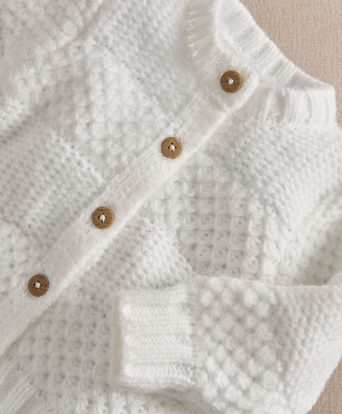 Mamas & Papas Cardigan White Textured Cable Knit Cardigan