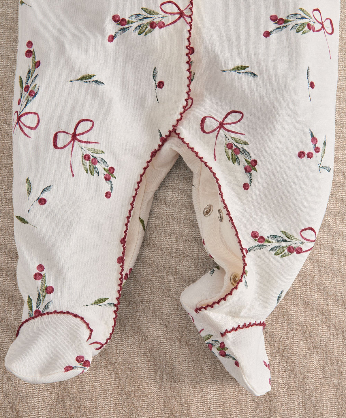 Mamas & Papas Christmas Berry Bow Print All In One
