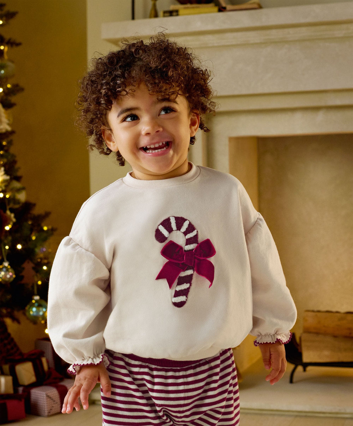 Mamas & Papas Christmas Candy Cane Sweatshirt