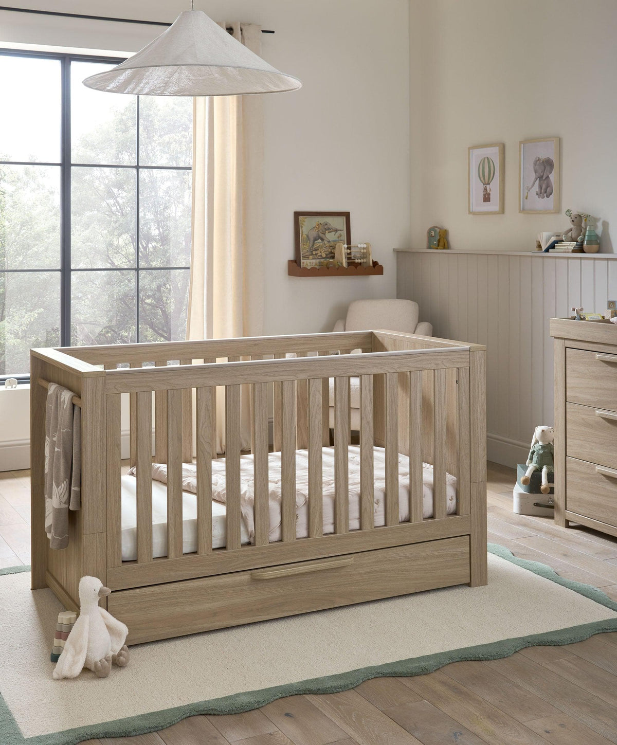 Mamas & Papas Cotbed Bundles Franklin Cotbed & Luxury Hybrid Twin Mattress Bundle - Oak