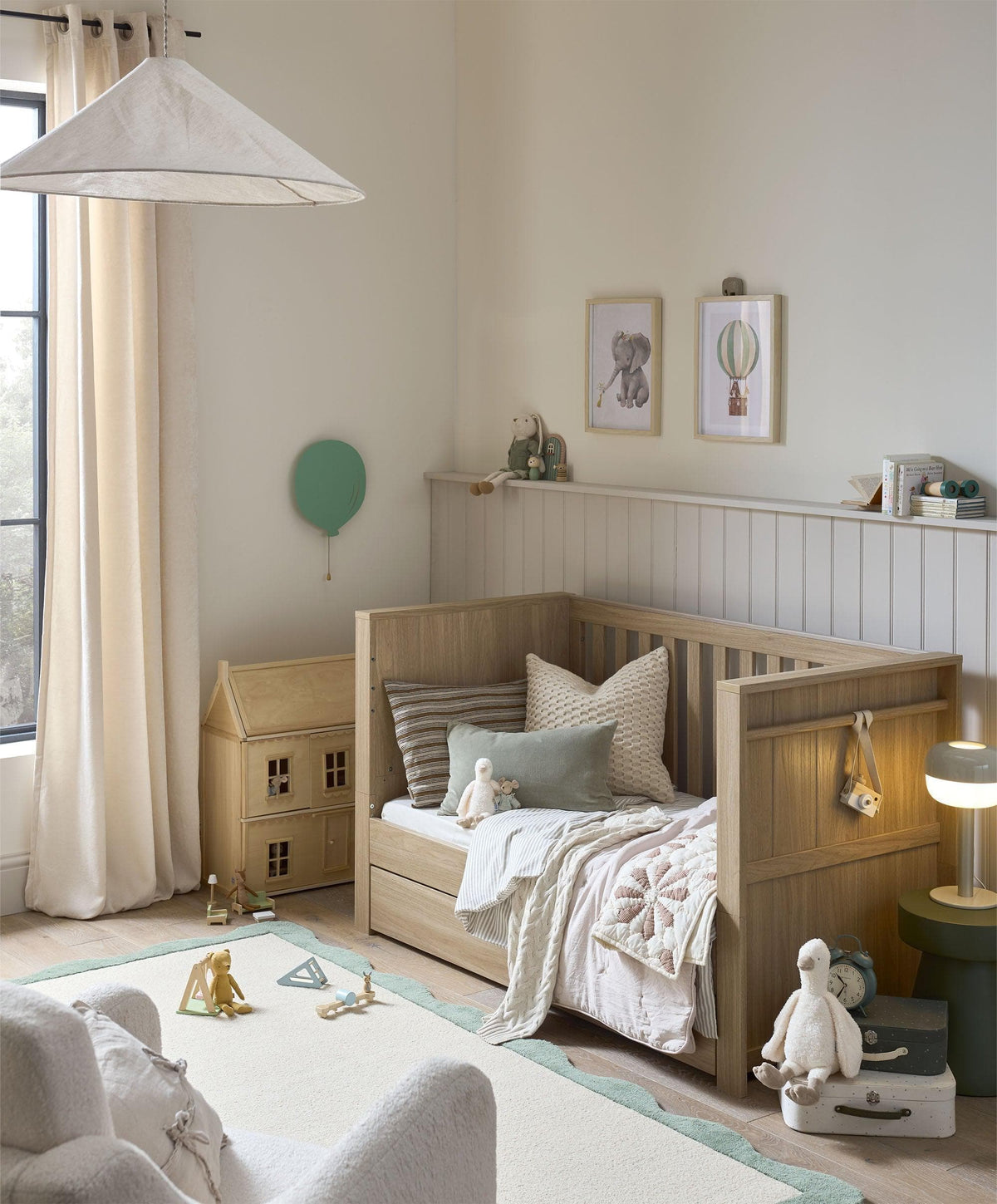 Mamas & Papas Cotbed Bundles Franklin Cotbed & Luxury Hybrid Twin Mattress Bundle - Oak