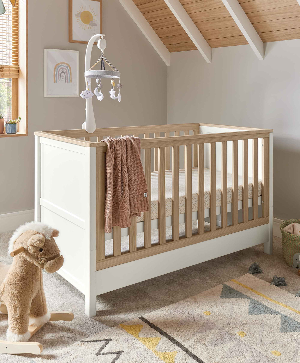 Mamas & Papas Cotbed Bundles Harwell Cotbed & Luxury Hybrid Twin Mattress Bundle - White