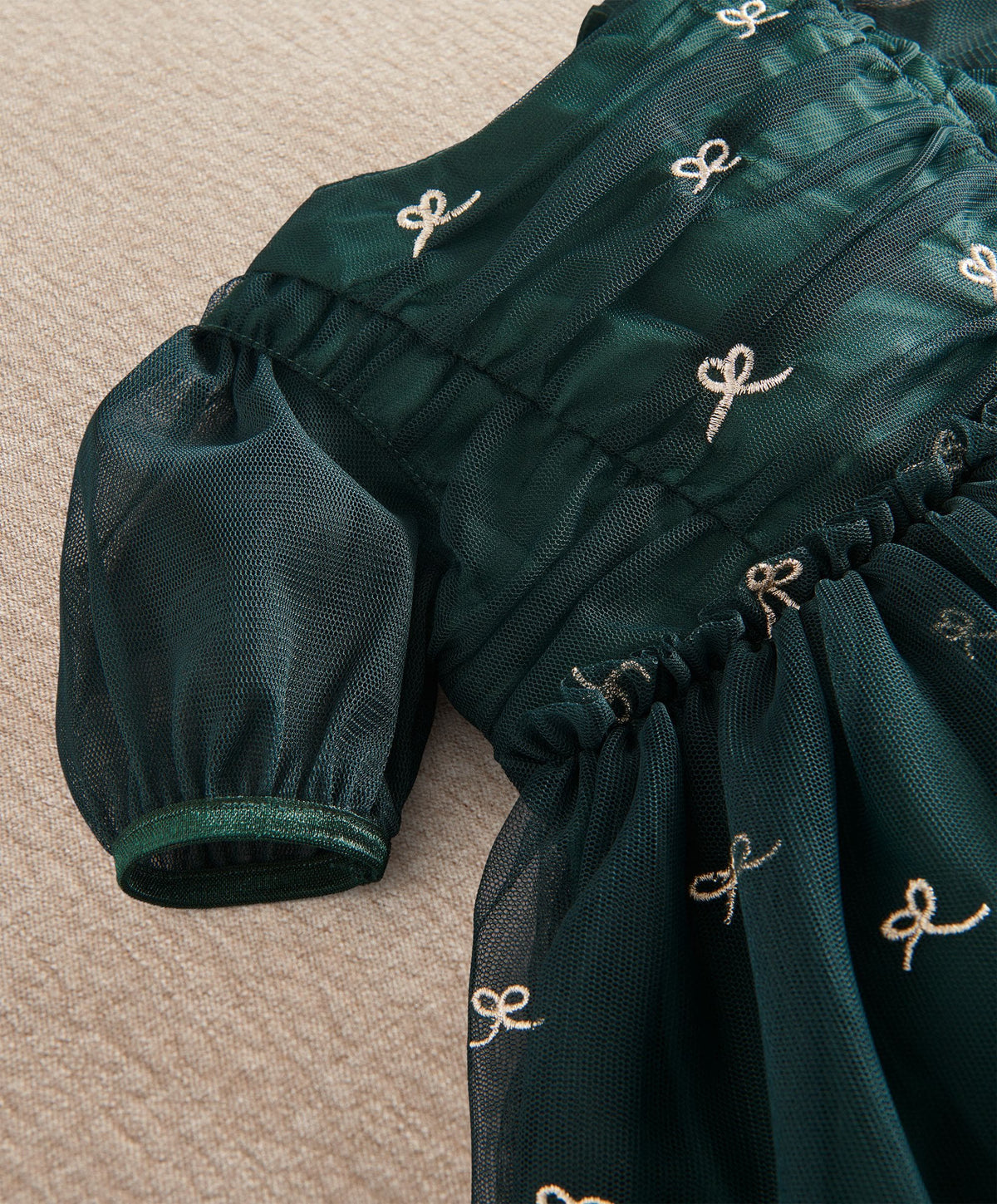 Mamas & Papas Dresses & Skirts Green Bow Mesh Embroidery Dress