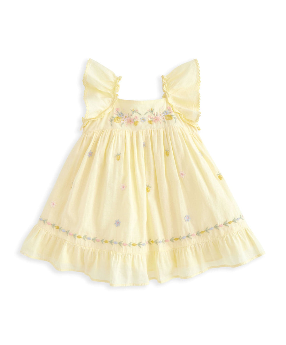 knee length dresses for ladies 50s Yellow Fitted Dress Women's Vintage Peplum White Lace Accents Medium Grace Da Pozzo VFG main image 0