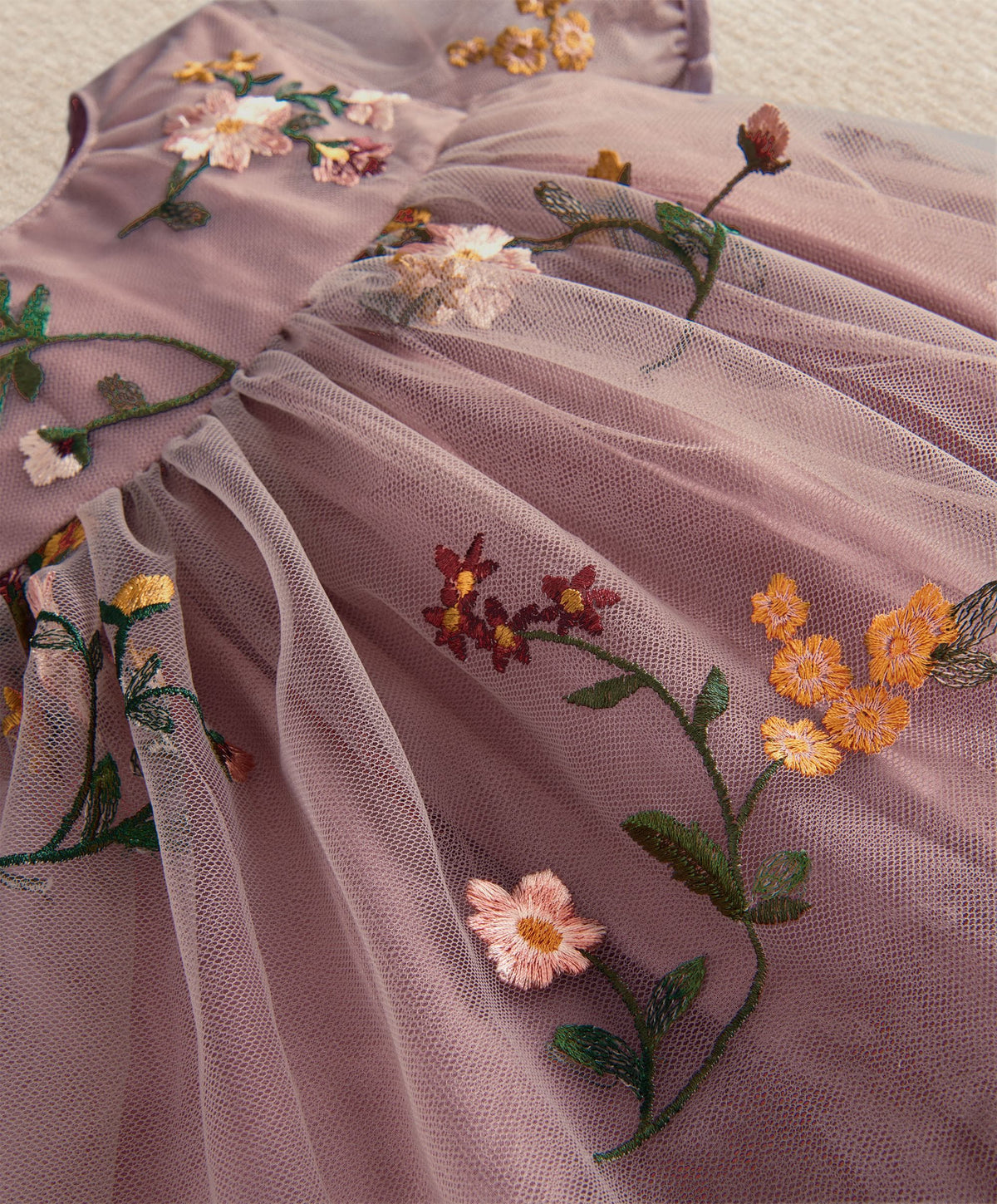 Mamas & Papas Dresses & Skirts Plum Floral Mesh Embroidery Dress