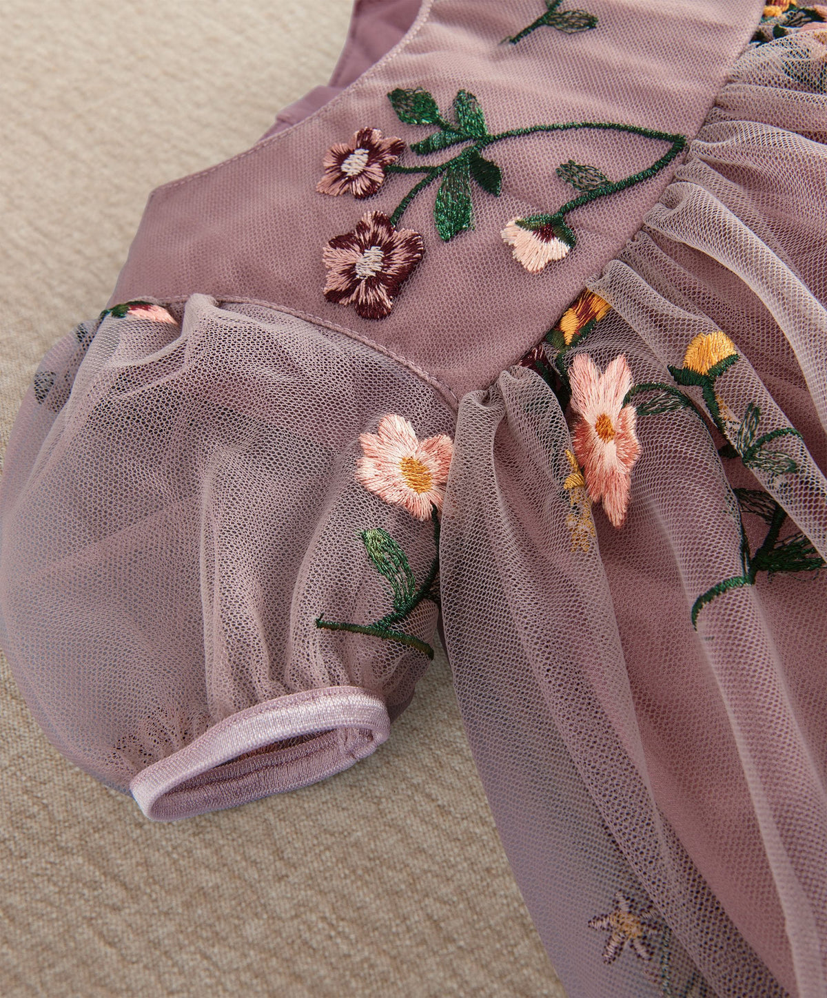 Mamas & Papas Dresses & Skirts Plum Floral Mesh Embroidery Dress