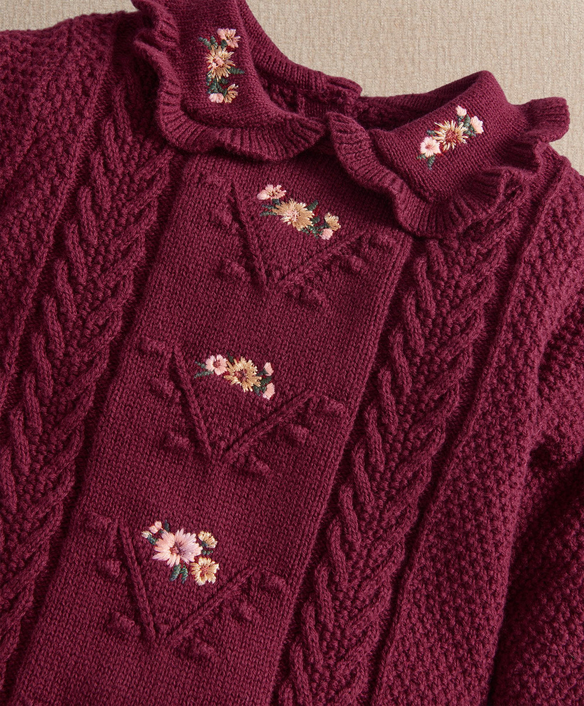 Mamas & Papas Floral Embroidery Detail Knitted Romper