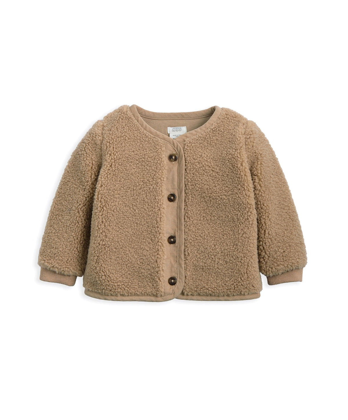 Mamas & Papas Fully Lined Borg Jacket with Rib Cuffs