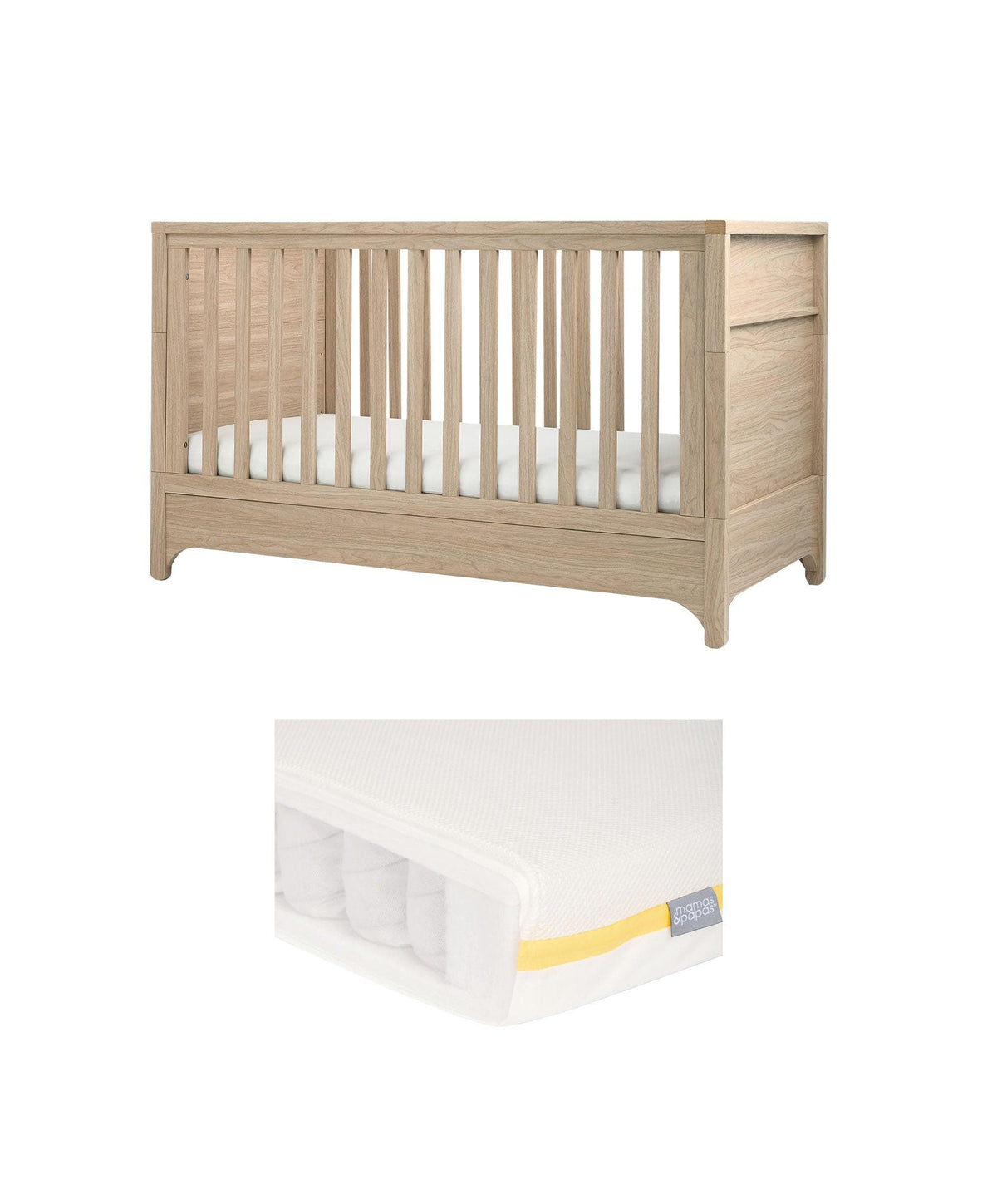 Mamas & Papas Furniture Sets Barton Cotbed with Essential Airflow Pocket Spring Cotbed Mattress Bundle