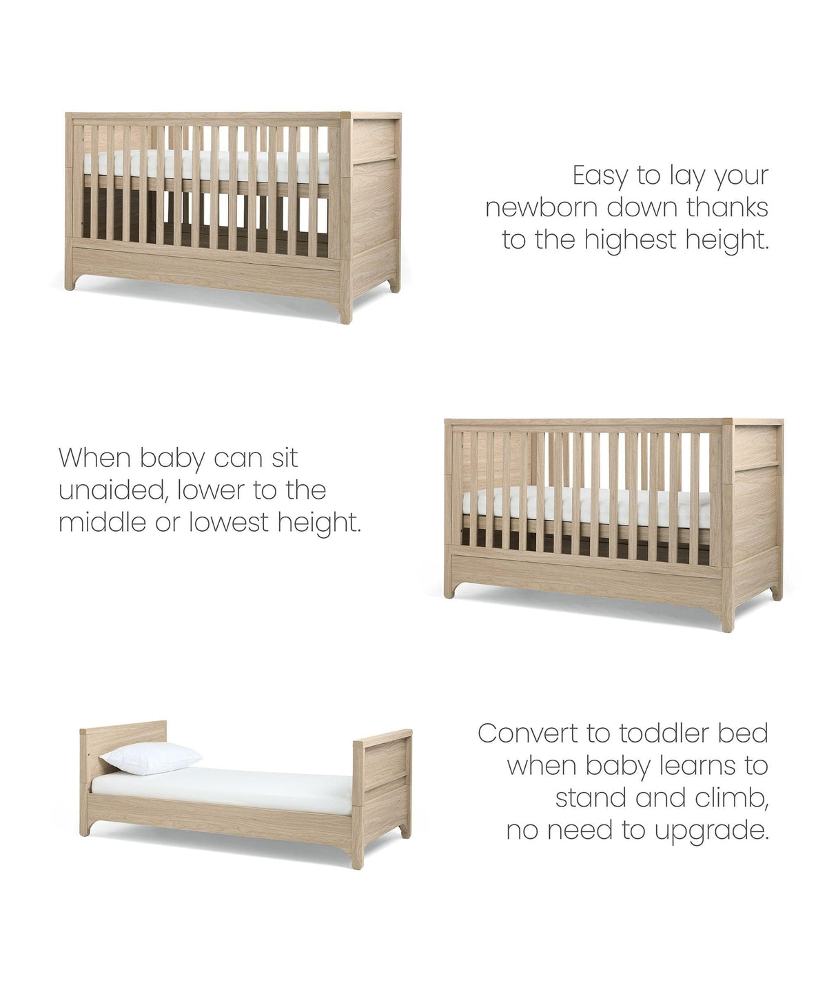 Mamas & Papas Furniture Sets Barton Cotbed with Essential Airflow Pocket Spring Cotbed Mattress Bundle