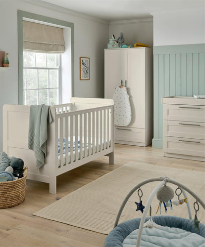 Mamas & Papas Furniture Sets Hampden 3 Piece Furniture Range with Cotbed, Dresser Changer & Wardrobe - Pebble