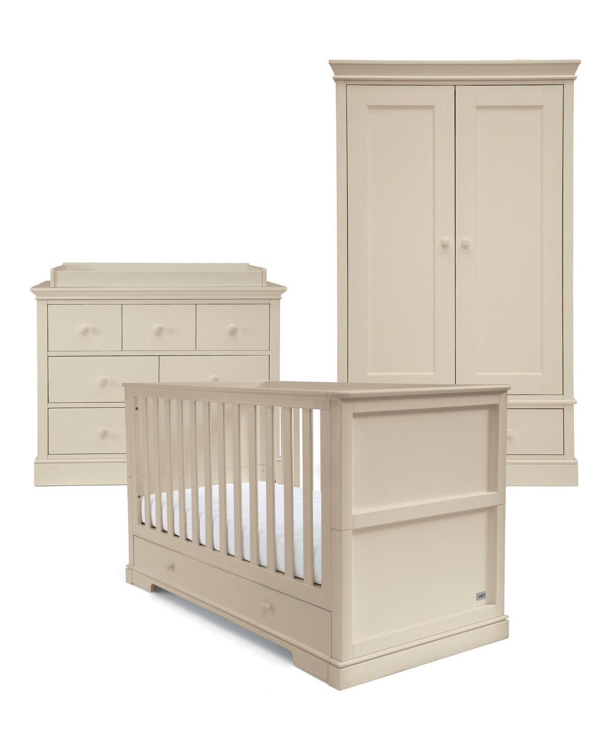 Mamas & Papas Furniture Sets Oxford 3 Piece Cotbed Range with Dresser Changer & Wardrobe - Cashmere