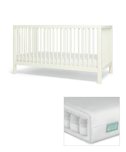 Mamas & Papas Furniture Sets Solo Cotbed & Premium Pocket Spring Cotbed Mattress Bundle - White