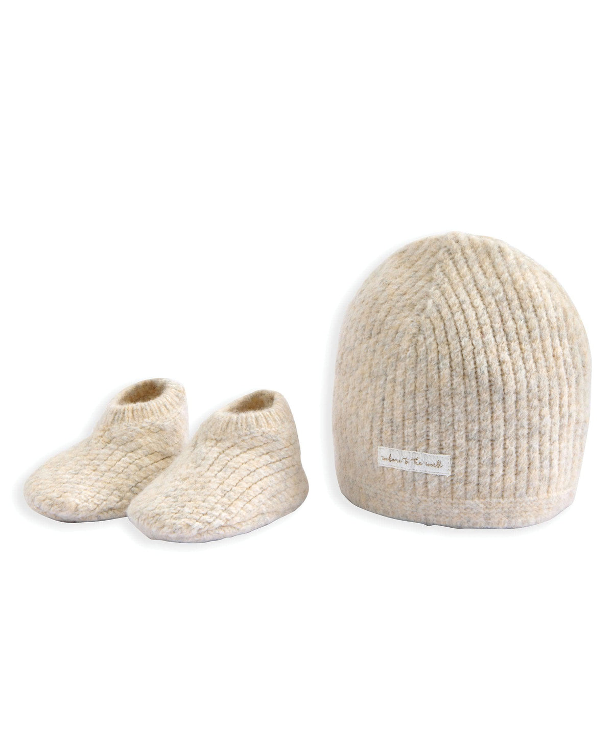 Mamas & Papas Hats & Booties Waffle Knit Hat & Booties Set (2 Pieces) - Oatmeal