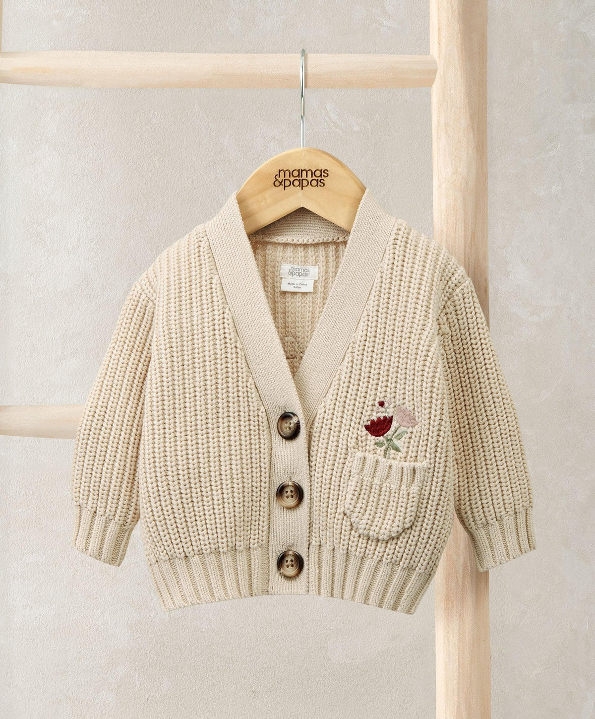 Mamas & Papas Jumpers & Knitwear Embroidered Knitted Cardigan - Cream