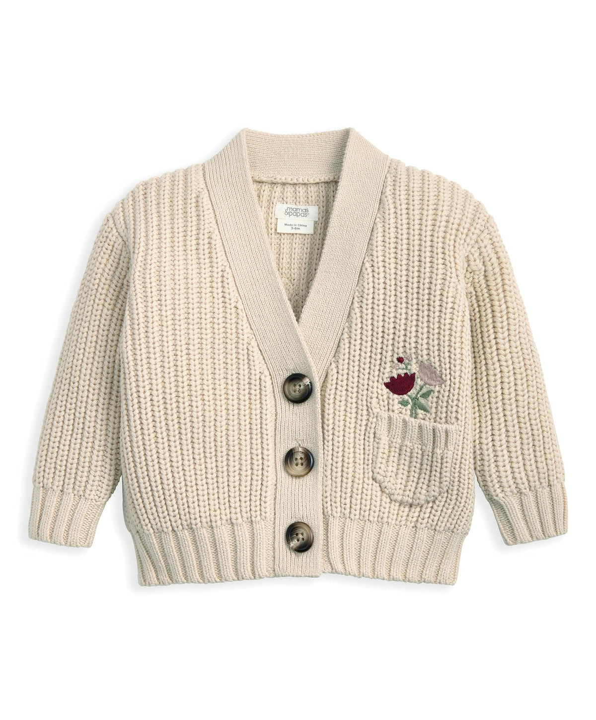 Mamas & Papas Jumpers & Knitwear Embroidered Knitted Cardigan - Cream