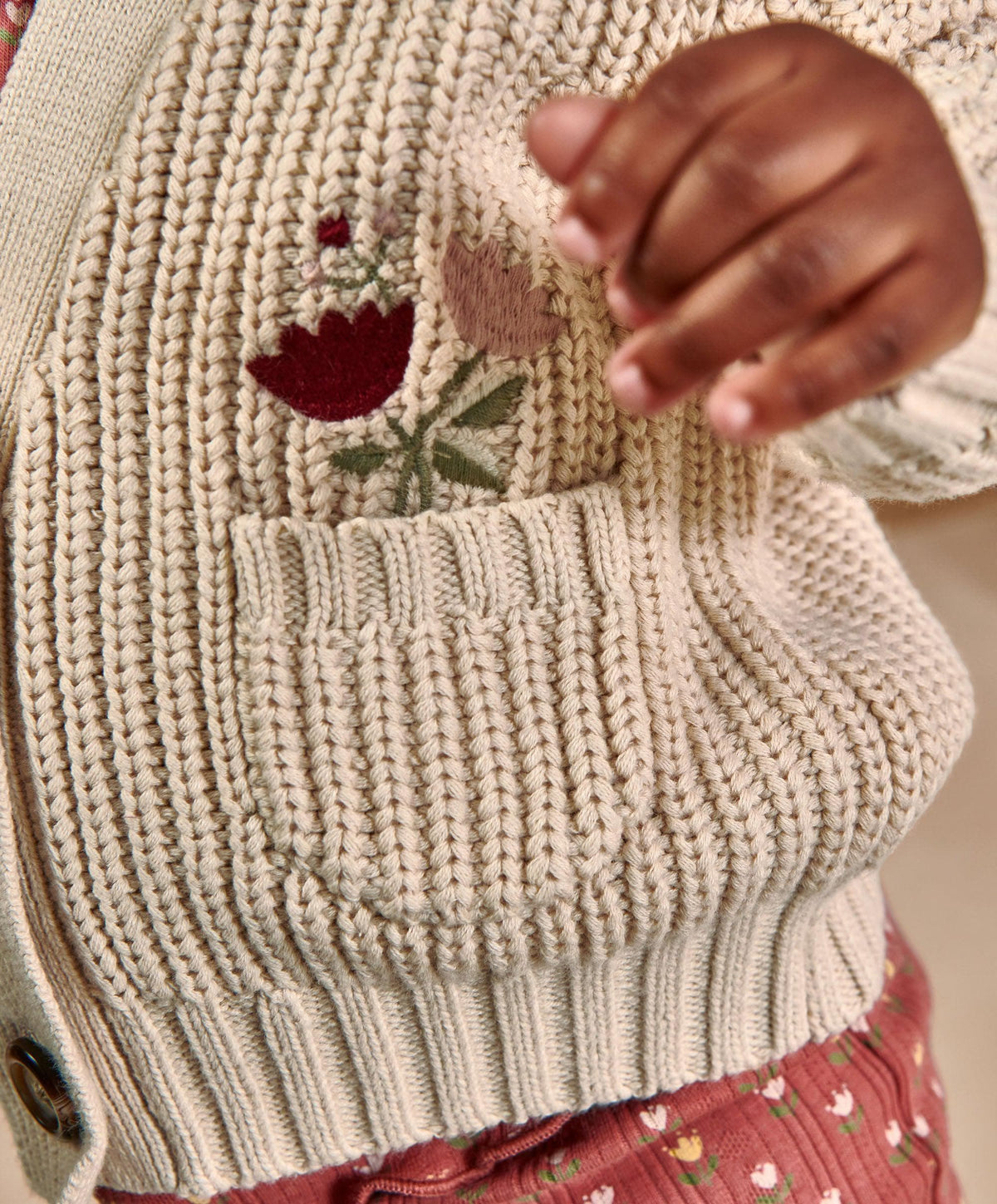 Mamas & Papas Jumpers & Knitwear Embroidered Knitted Cardigan - Cream
