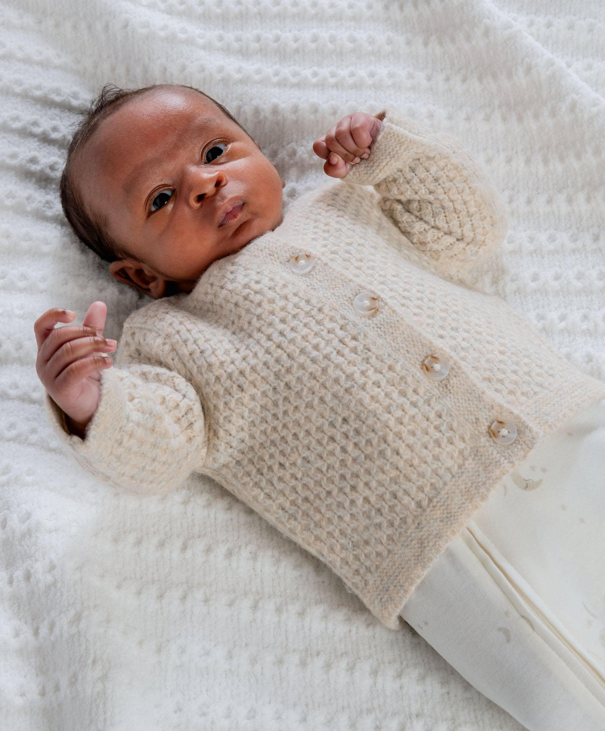 Mamas & Papas Jumpers & Knitwear Knitted Cardigan with Button Fastening - Oatmeal