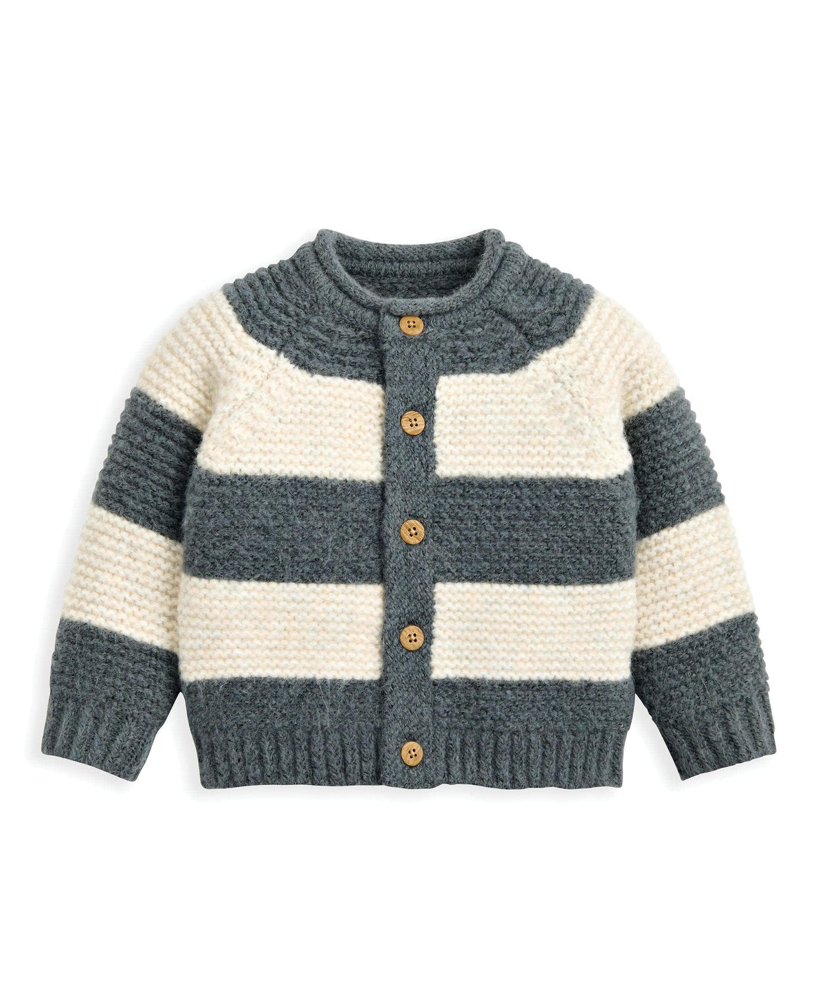 Mamas & Papas Jumpers & Knitwear Striped Knit Cardigan with Raglan Sleeves - Blue