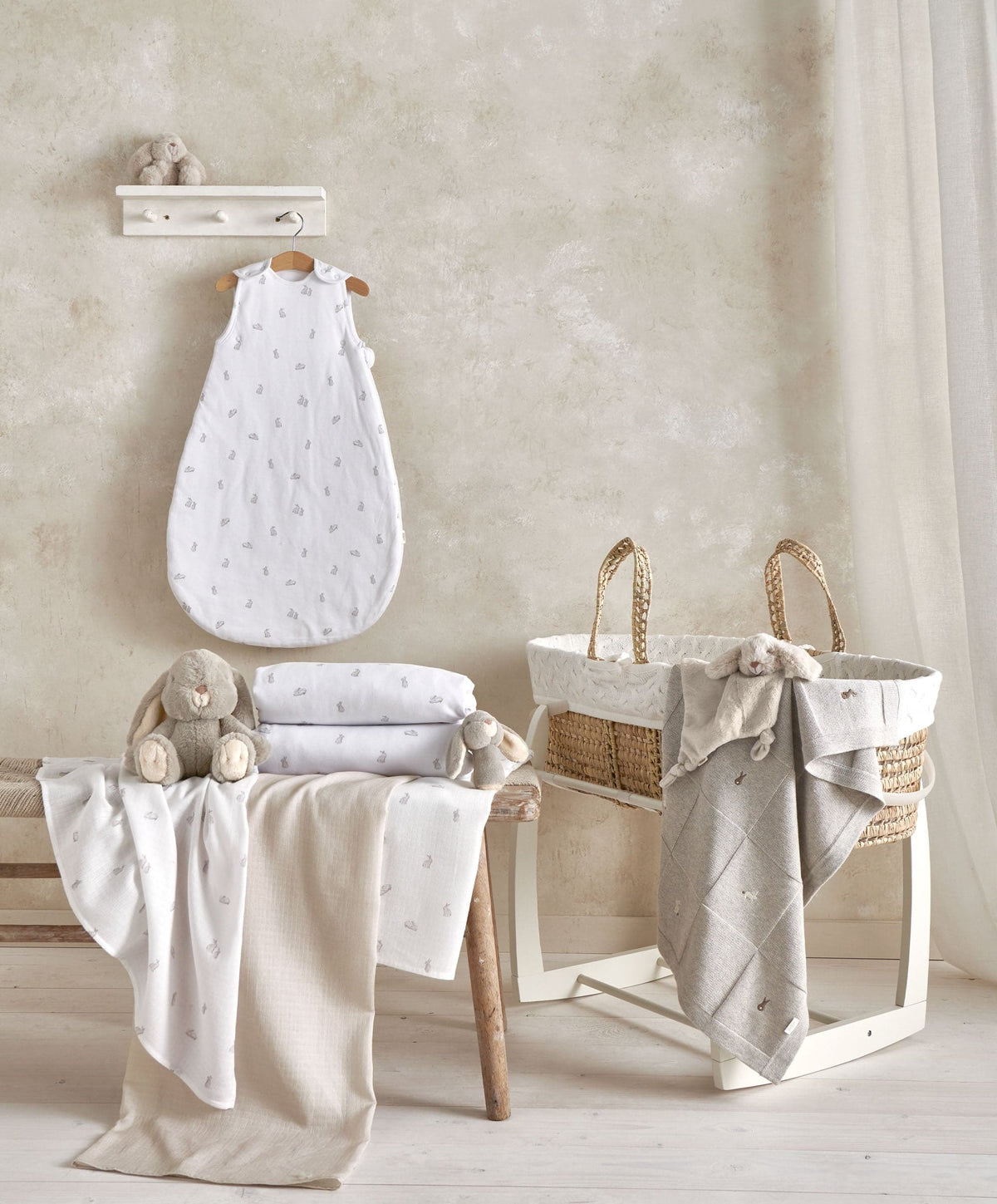 Mamas & Papas Moses Basket Bedding Moses Basket - White Cable Knit