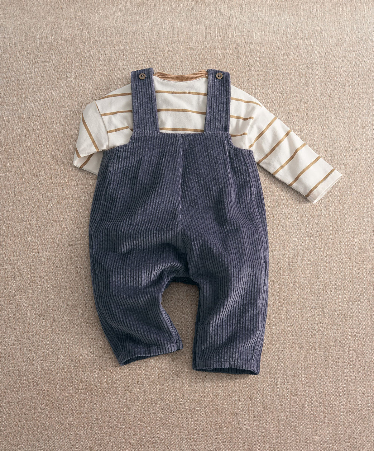 Mamas & Papas Outfits & Sets Blue Cord Dungarees & Long Sleeve Top