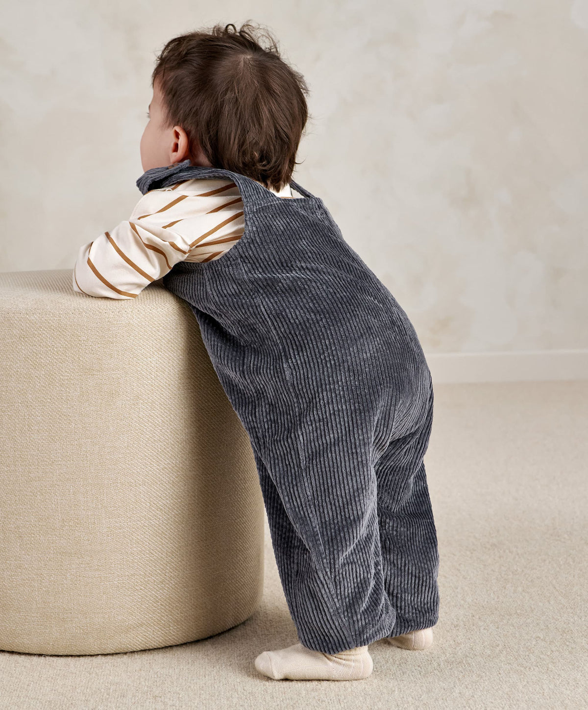Mamas & Papas Outfits & Sets Blue Cord Dungarees & Long Sleeve Top
