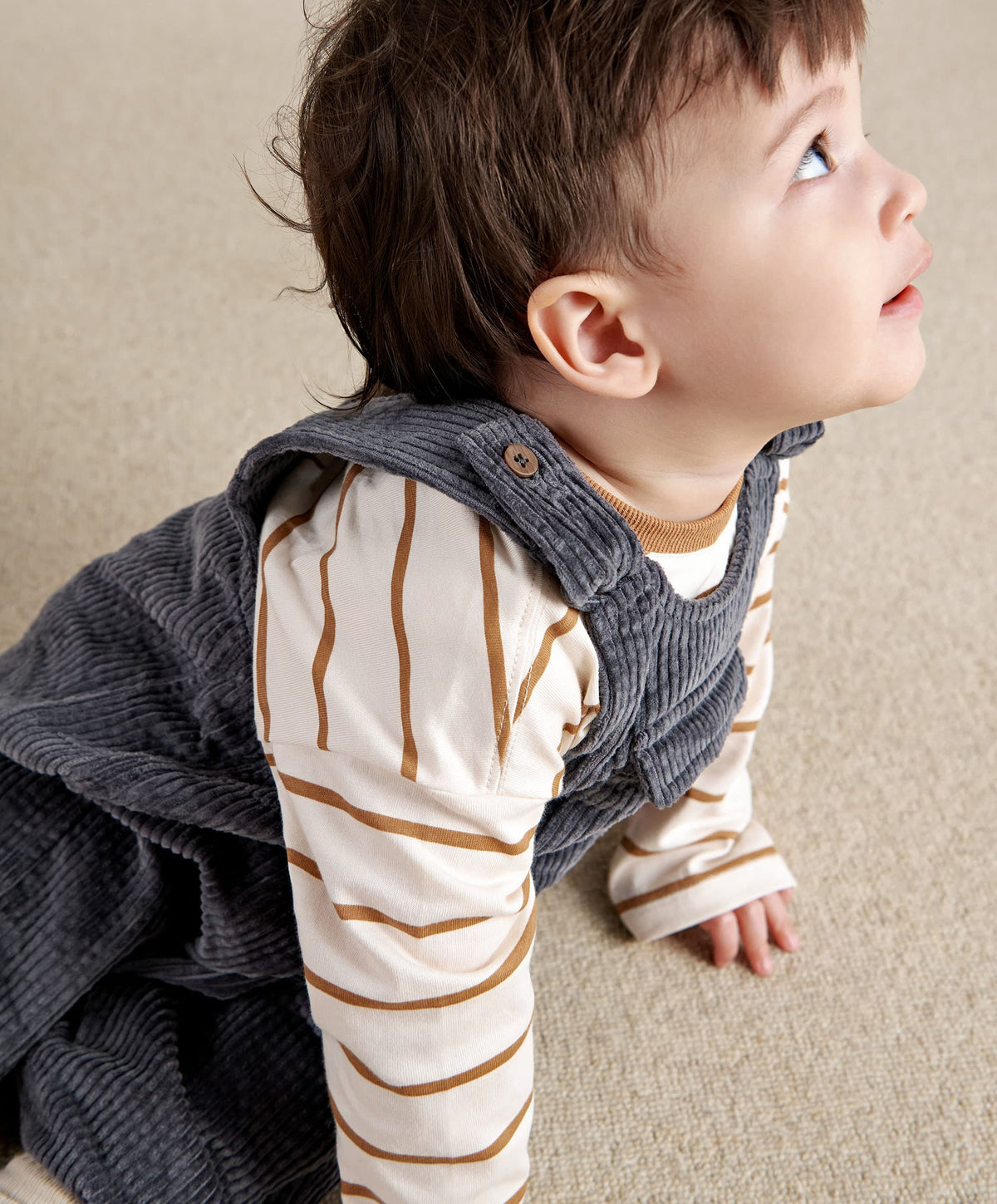 Mamas & Papas Outfits & Sets Blue Cord Dungarees & Long Sleeve Top